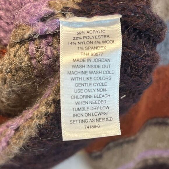 NWT a.n.a. Women’s Patchwork Sweater Large Colorblock Long Sleeve Boho Brown NEW - Picture 7 of 14